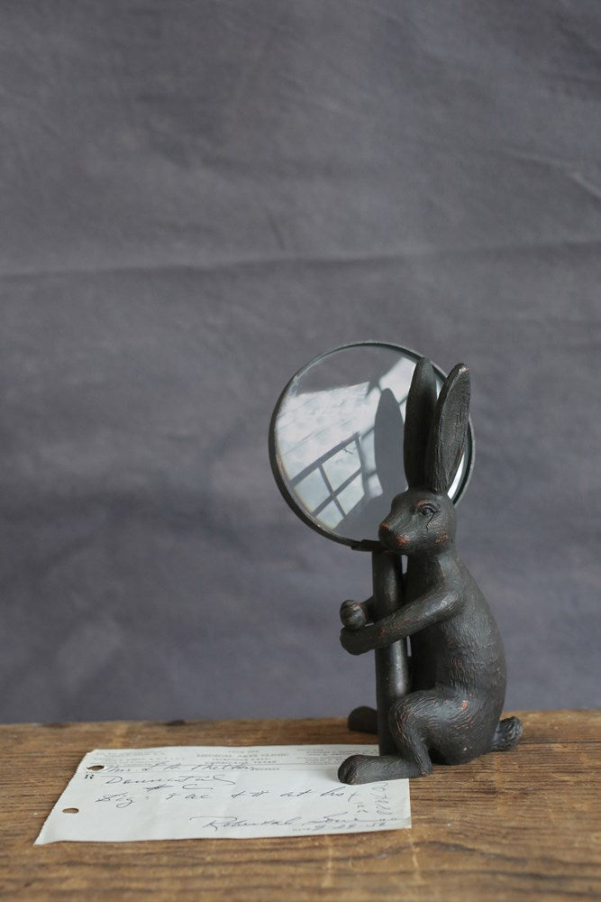 Bronzed Rabbit  w/ Magnifying Glass