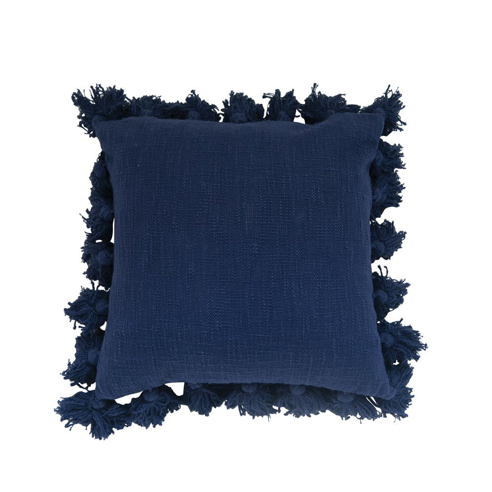 18" Navy Pillow w/ Tassels (5609967583389)