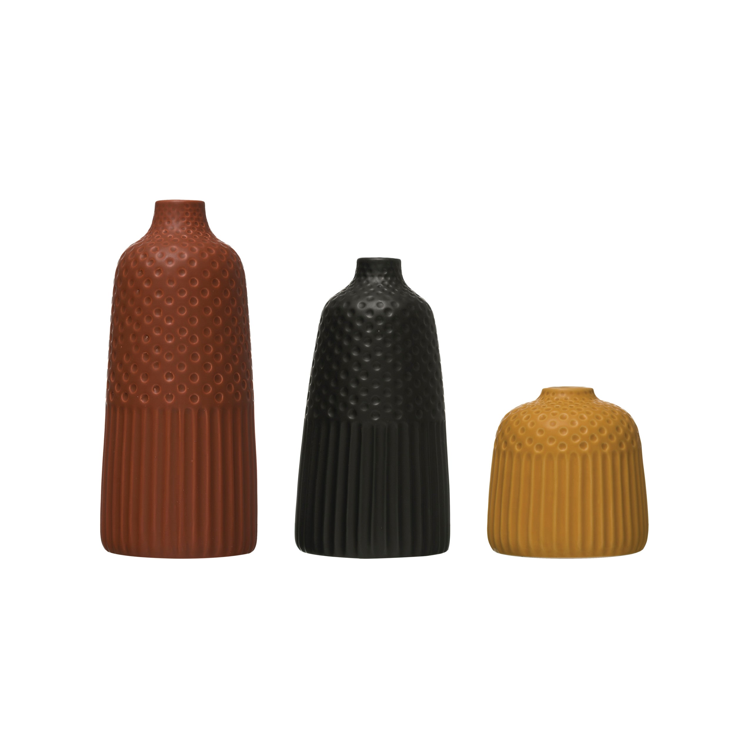 Embossed Stoneware Vases (S/3)
