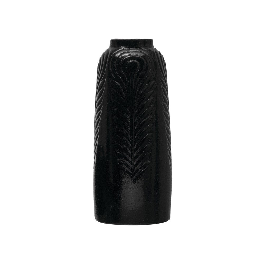 8.25" Round Embossed Stoneware Vase (5618461376669)
