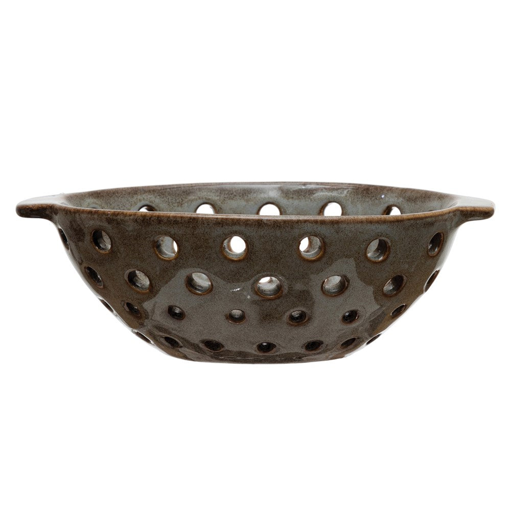 Glazed Stoneware Oval Berry Bowl