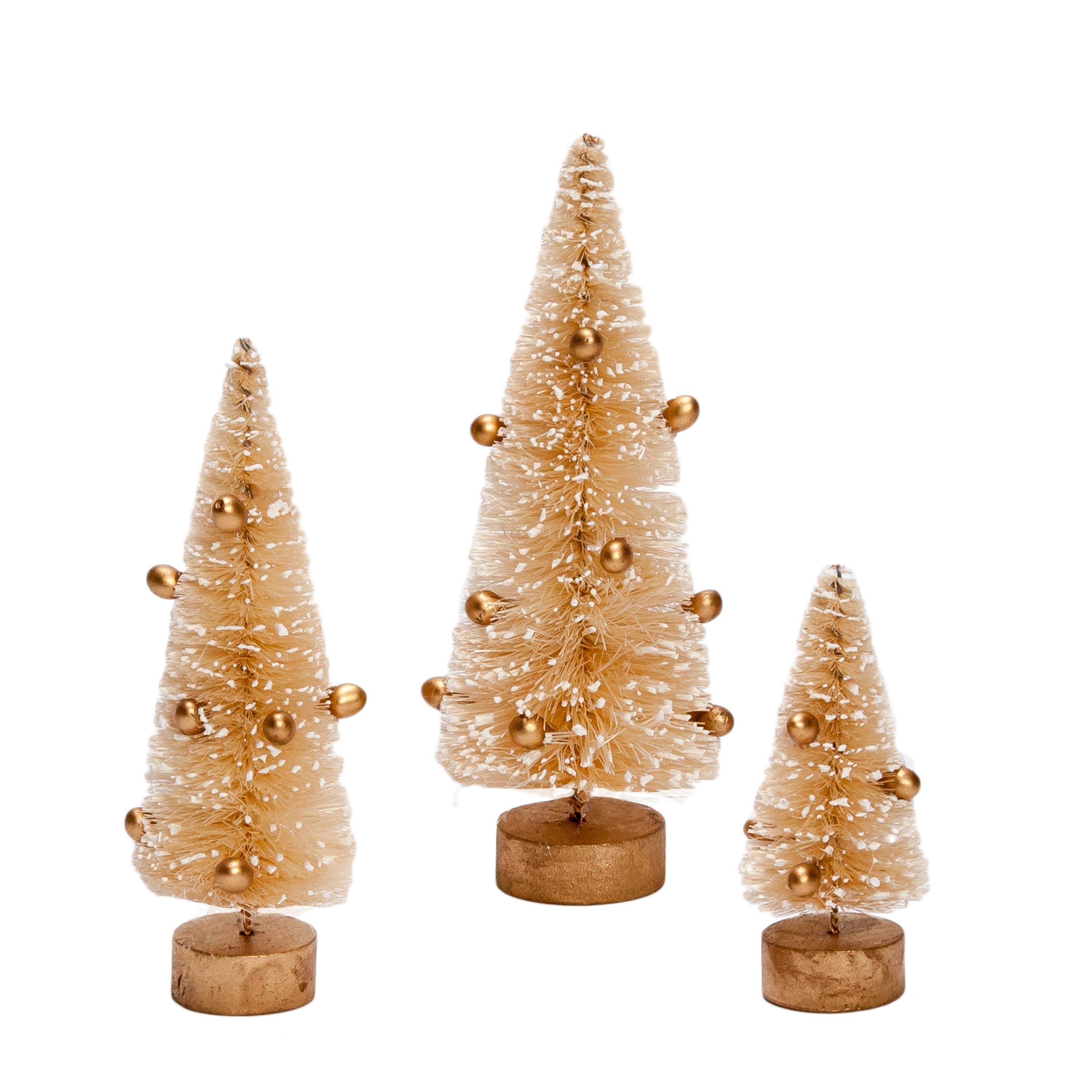 Bottlebrush Trees w/ Gold Beads (S/3)