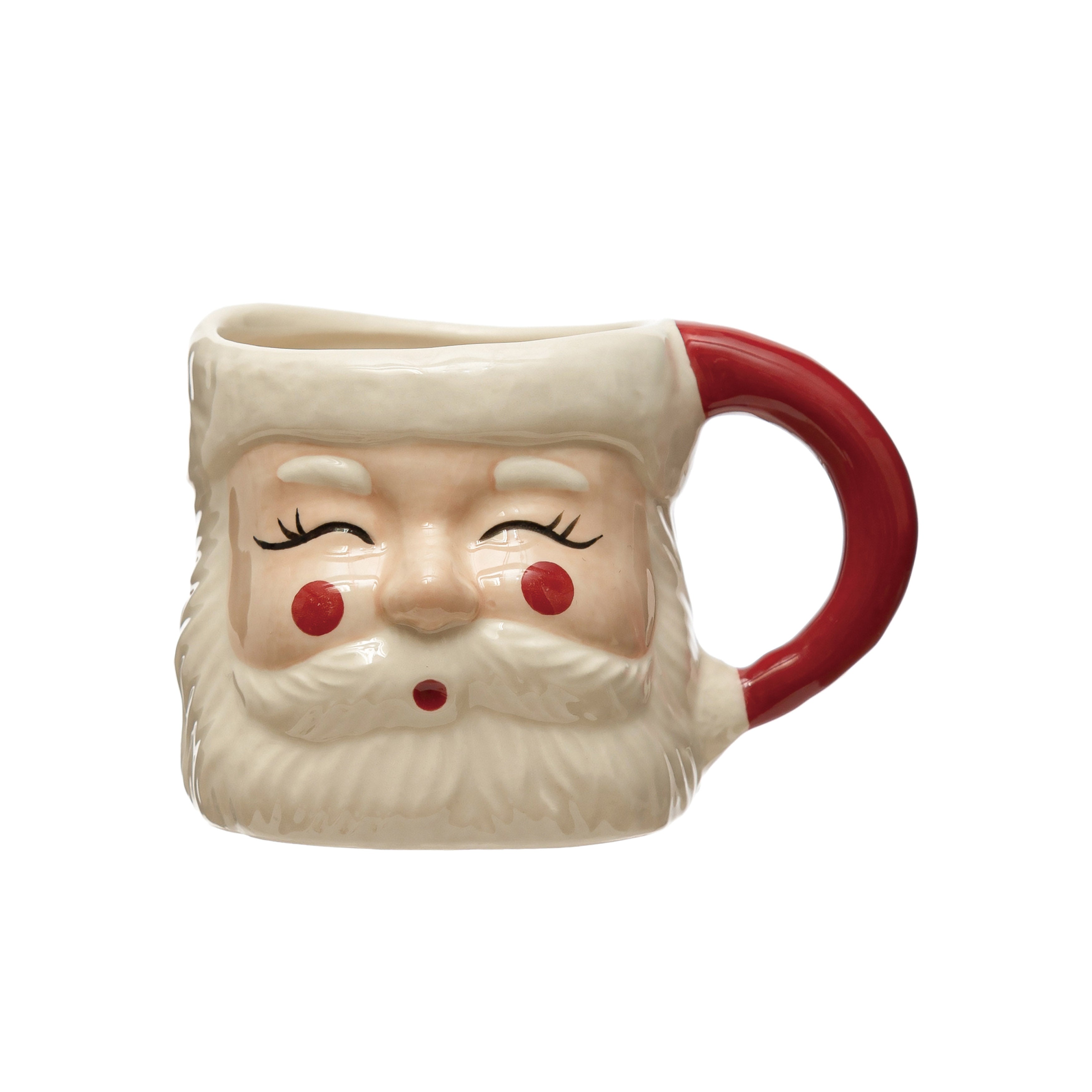 12 oz Hand-painted Stoneware Santa Mug-